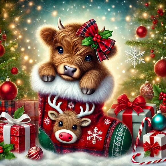 Christmas Highland Tumbler, Cute Highland Cow Christmas Tumbler - Picture 2 of 7